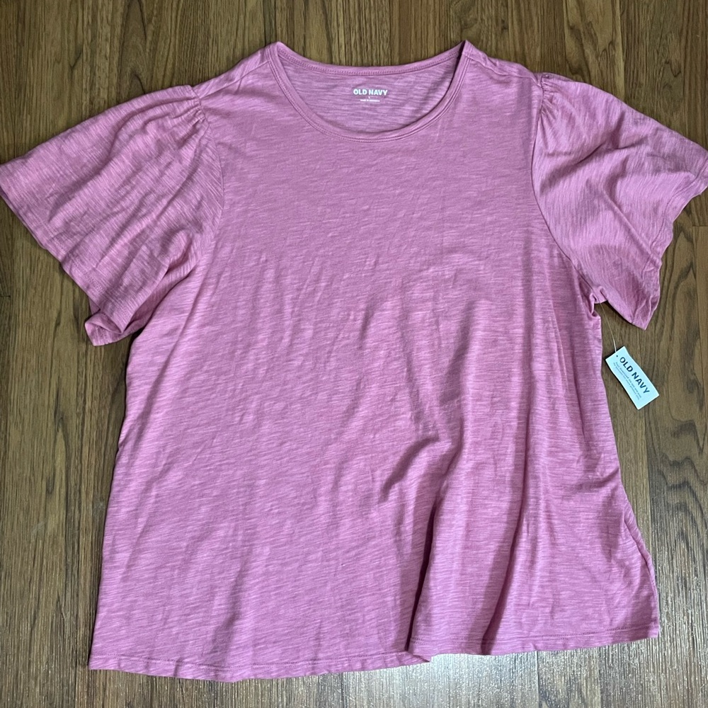 Old Navy Pink Relaxed Short Ruffle Sleeve Blouse